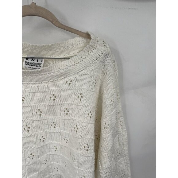 Knit Craze Coquette Ethereal Whimsical Cropped Sweater Women Small Ivory Fairy - Picture 7 of 9